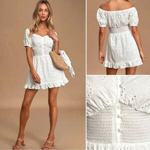 Finders Keepers Ditsy Doo White Embroidered Eyelet Minidress size 6‎